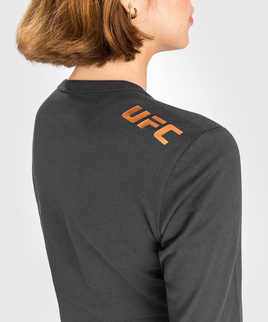 camiseta feminina de manga comprida ufc adrenaline by venum fight week em algodão - cinza carvão