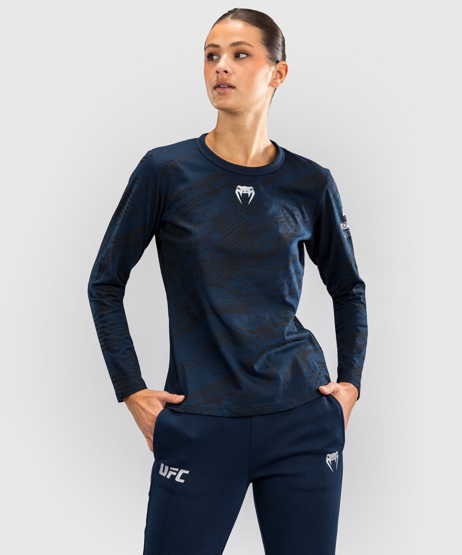 camiseta feminina de manga comprida ufc fusion by venum fight week em algodão - azul oceânico