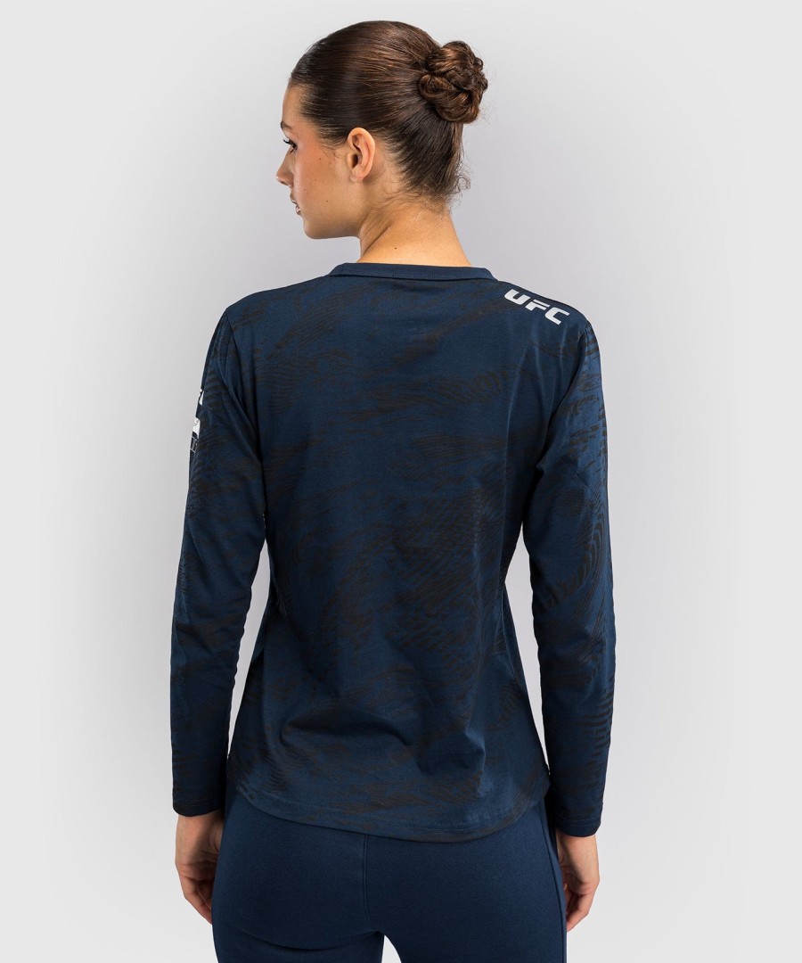 camiseta feminina de manga comprida ufc fusion by venum fight week em algodão - azul oceânico