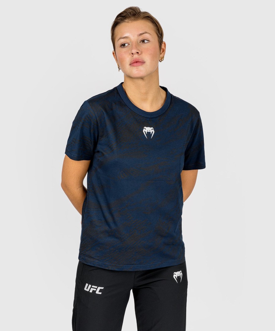 camiseta feminina de manga curta ufc fusion by venum fight week em algodão - azul oceânico