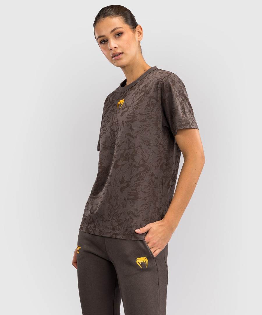 camiseta feminina de manga curta ufc fusion by venum fight week em algodão - marrom terroso