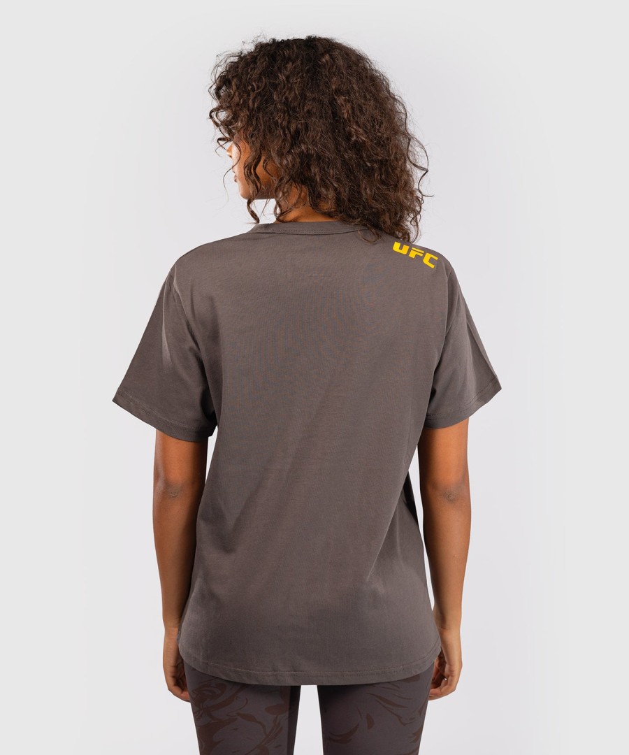 camiseta feminina de manga curta ufc fusion by venum fight week em algodão - marrom terra sólido
