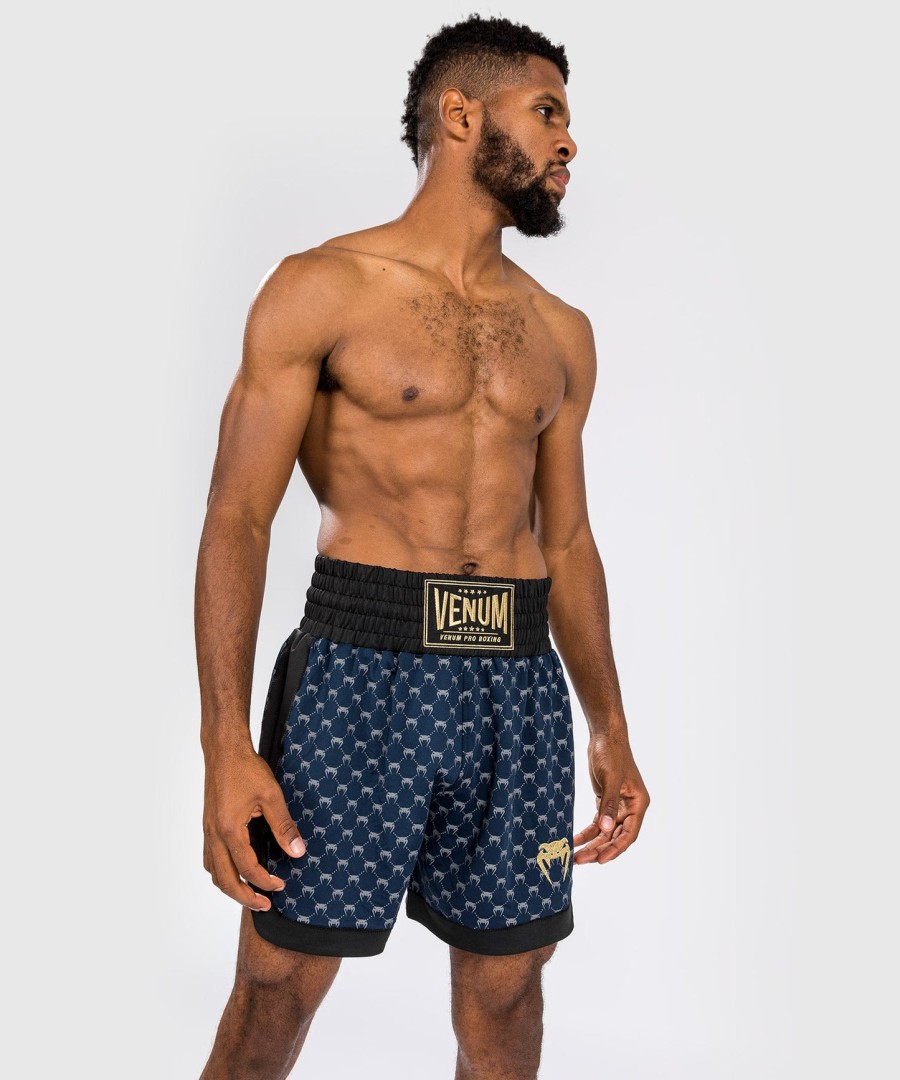 calção de boxe venum monogram - pretoazul marinho