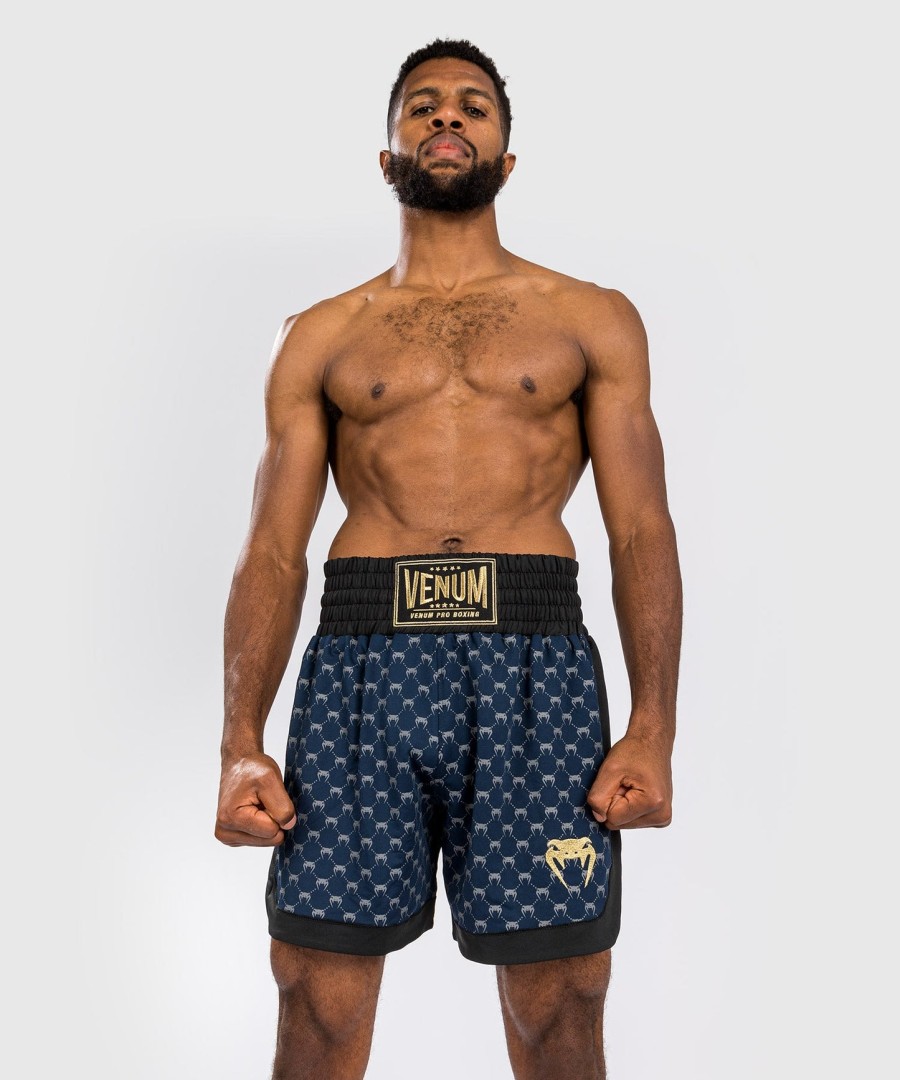 calção de boxe venum monogram - pretoazul marinho