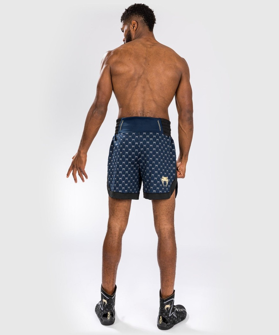 calção de boxe venum monogram - pretoazul marinho