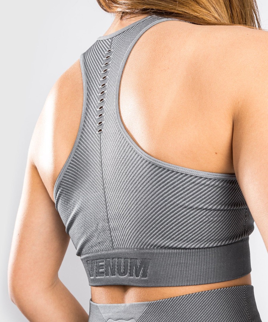 sutiã esportivo sem costura venum sparring - feminino - cinza escuro