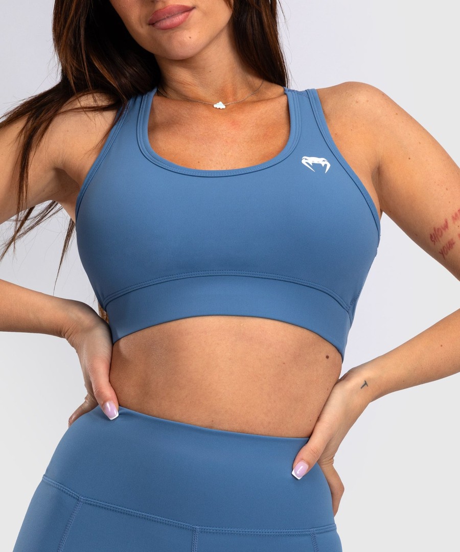 sutiã esportivo venum essential feminino de médio impacto - azul tempestade