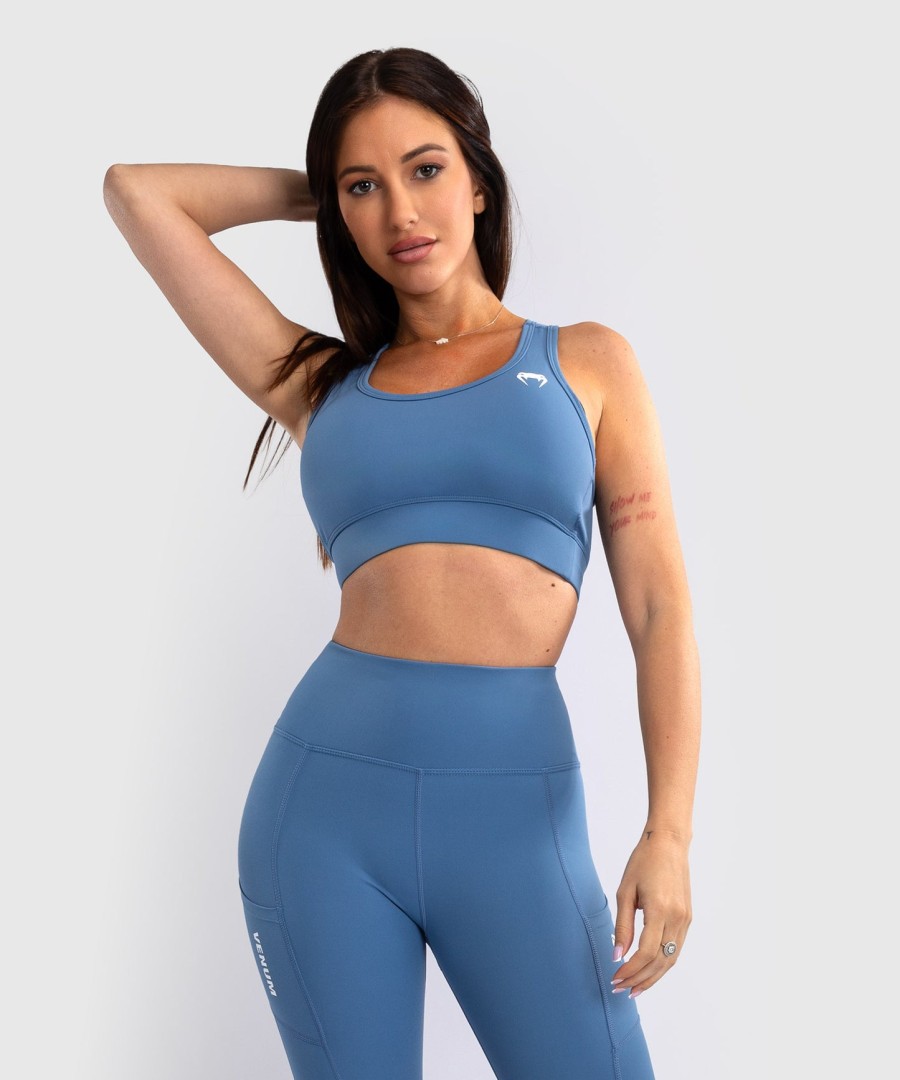 sutiã esportivo venum essential feminino de médio impacto - azul tempestade