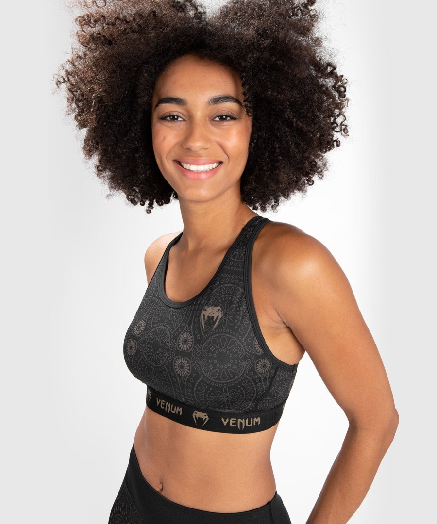 sutiã esportivo feminino venum santa muerte dark side - pretomarrom