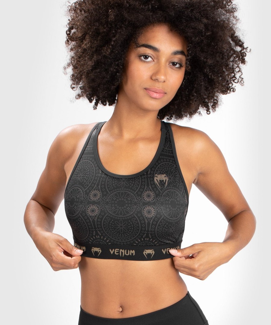 sutiã esportivo feminino venum santa muerte dark side - pretomarrom
