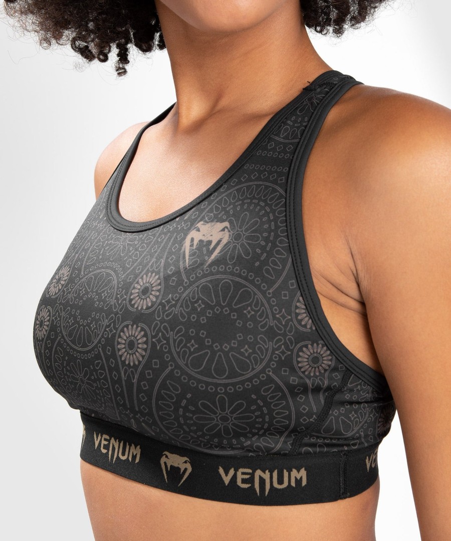 sutiã esportivo feminino venum santa muerte dark side - pretomarrom