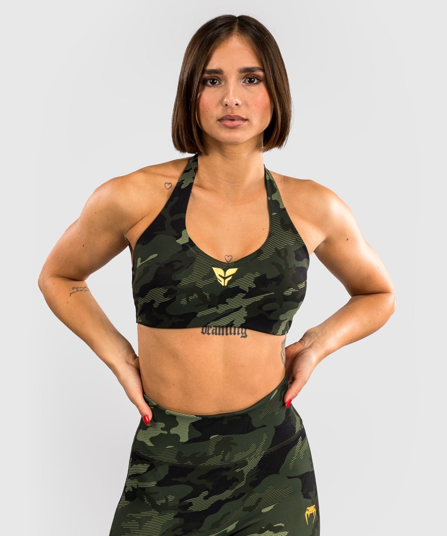 sutiã esportivo feminino venum x sophia rose - camuflagem florestal