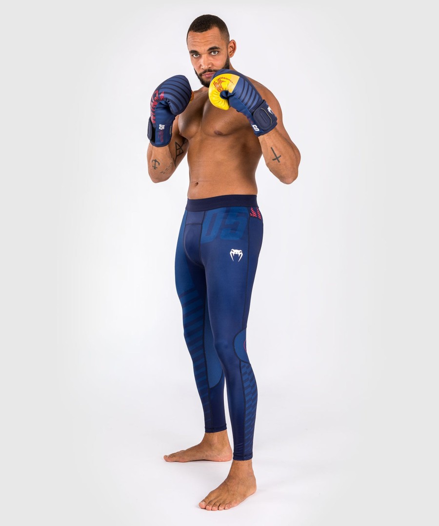 calças de compressão venum sport 05 - azulamarelo