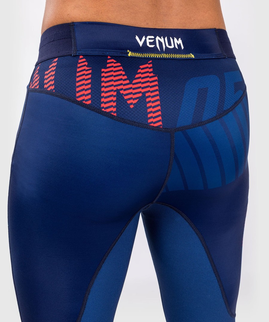 calças de compressão venum sport 05 - azulamarelo
