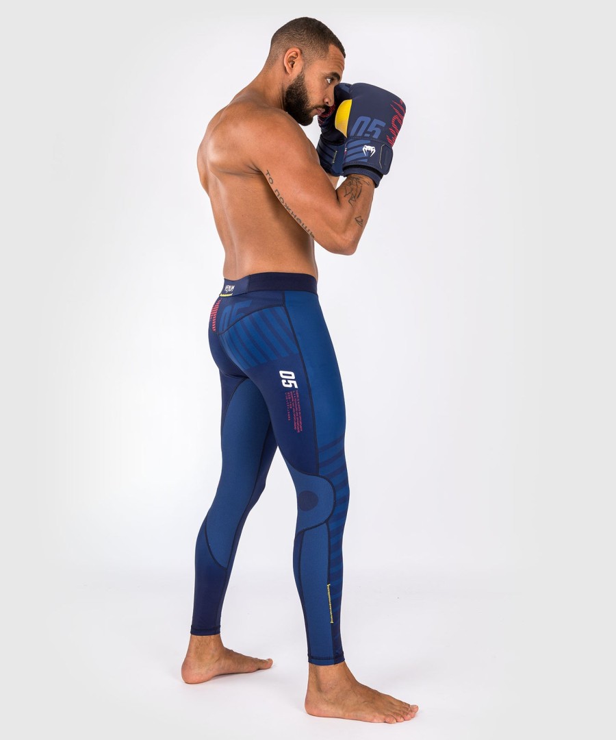 calças de compressão venum sport 05 - azulamarelo
