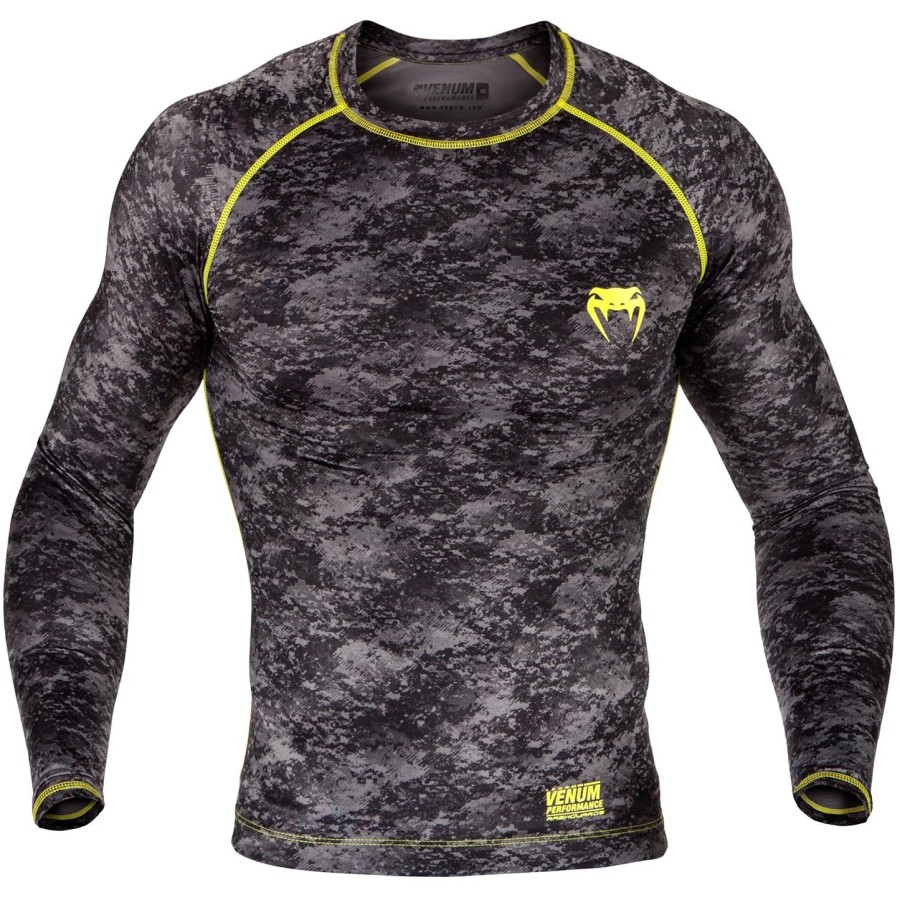 camiseta de proteção solar venum tramo - manga comprida - pretoamarelo