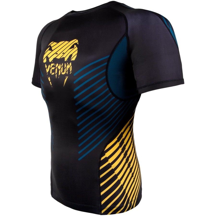 camiseta de proteção solar venum plasma - manga curta - pretoamarelo