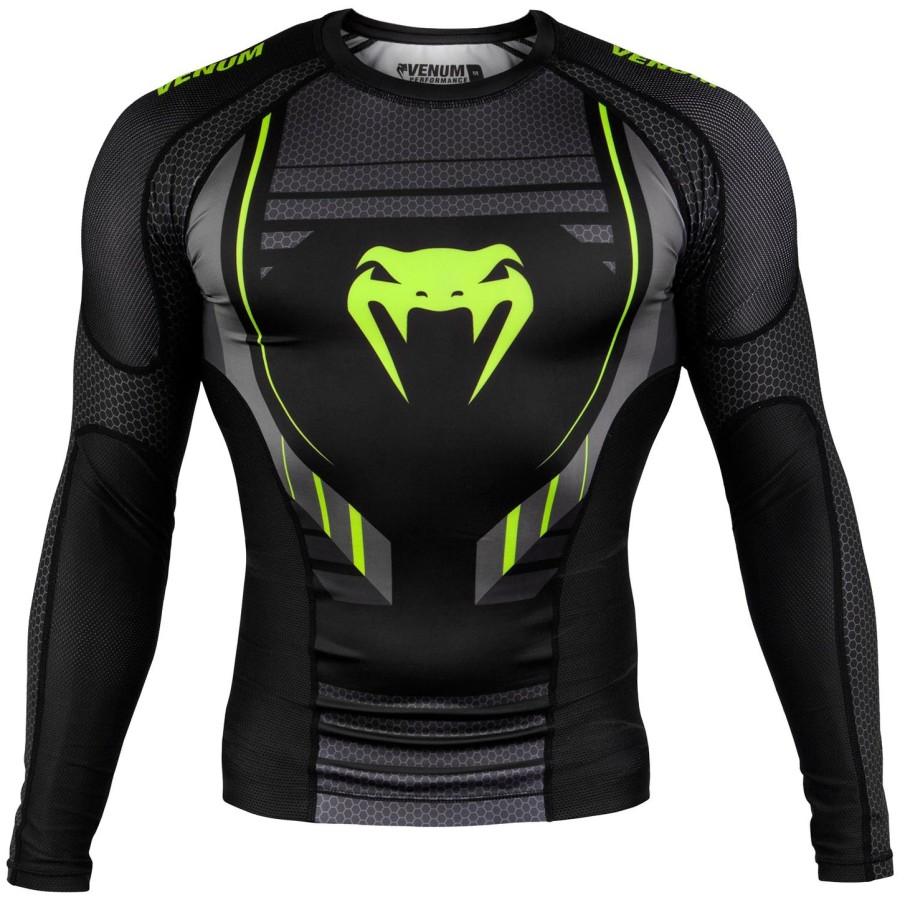 camiseta de proteção solar venum technical 2.0 de manga comprida - pretoamarelo
