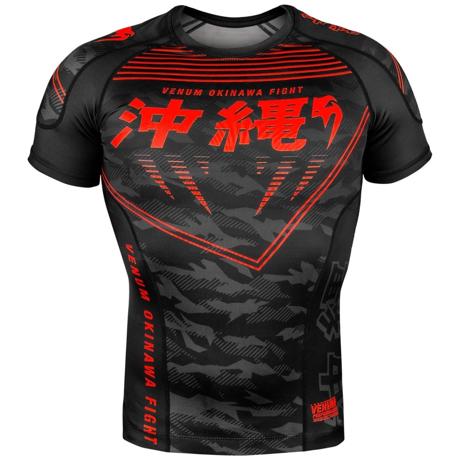 camiseta de proteção solar venum okinawa 2.0 - manga curta - pretovermelho