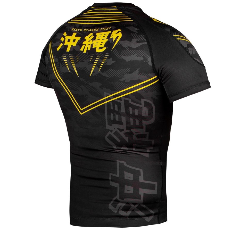 camiseta de proteção solar venum okinawa 2.0 - manga curta - pretoamarelo