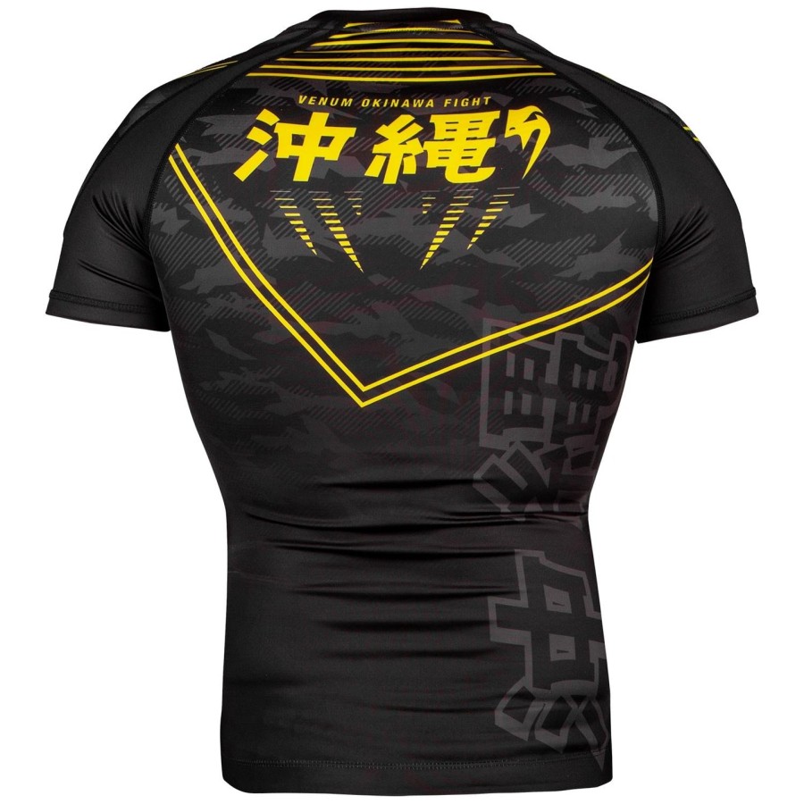 camiseta de proteção solar venum okinawa 2.0 - manga curta - pretoamarelo