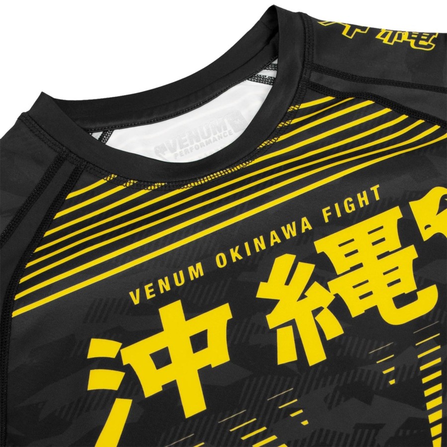 camiseta de proteção solar venum okinawa 2.0 - manga curta - pretoamarelo