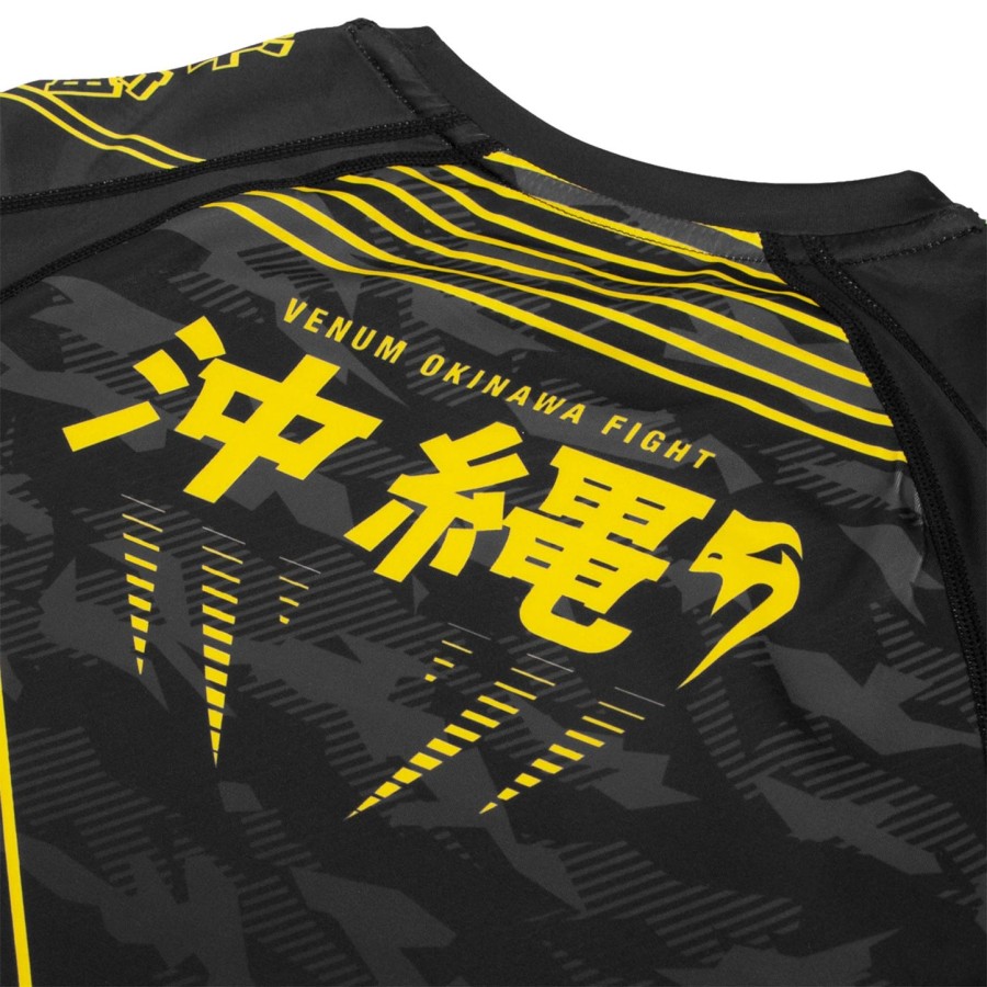 camiseta de proteção solar venum okinawa 2.0 - manga curta - pretoamarelo