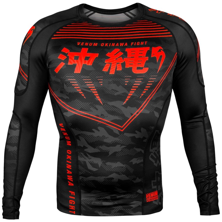 camiseta de proteção solar venum okinawa 2.0 - manga longa - pretovermelho