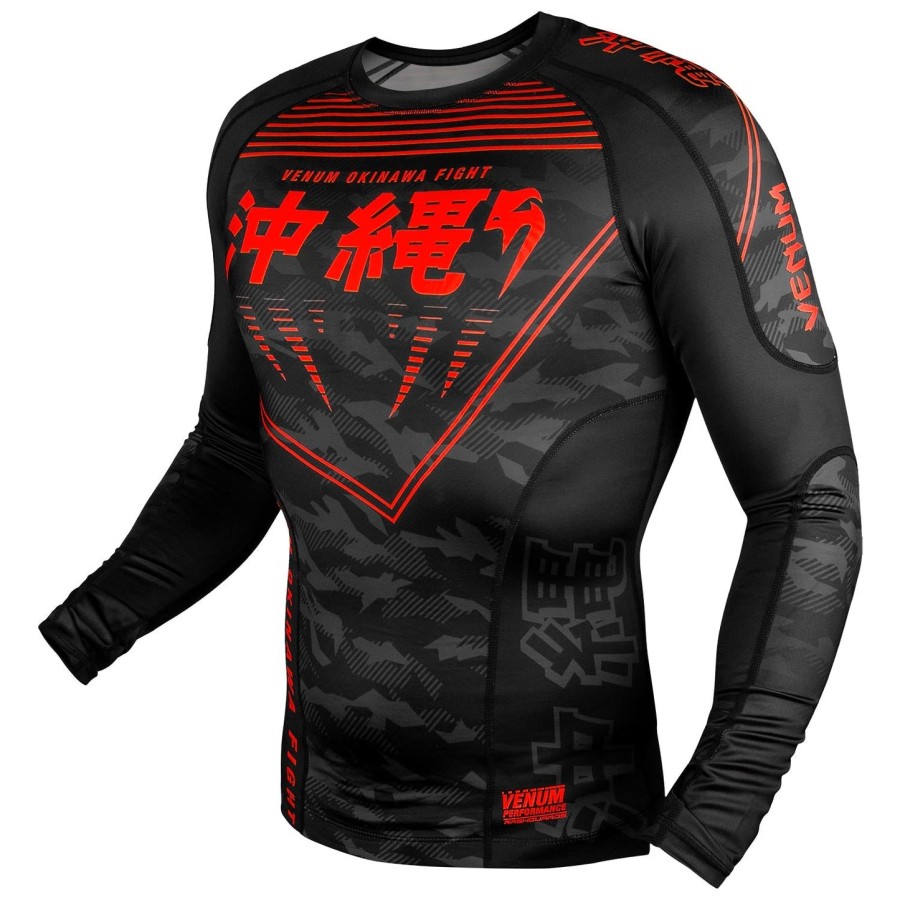 camiseta de proteção solar venum okinawa 2.0 - manga longa - pretovermelho
