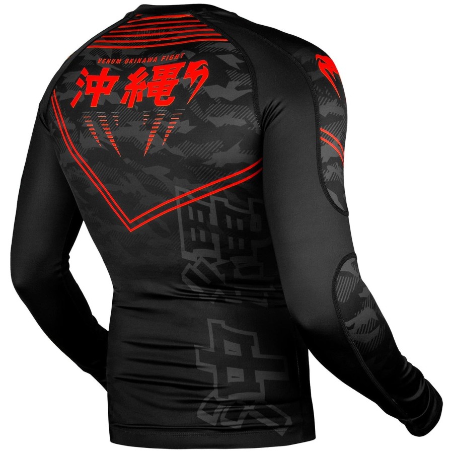 camiseta de proteção solar venum okinawa 2.0 - manga longa - pretovermelho