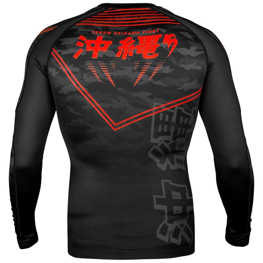 camiseta de proteção solar venum okinawa 2.0 - manga longa - pretovermelho