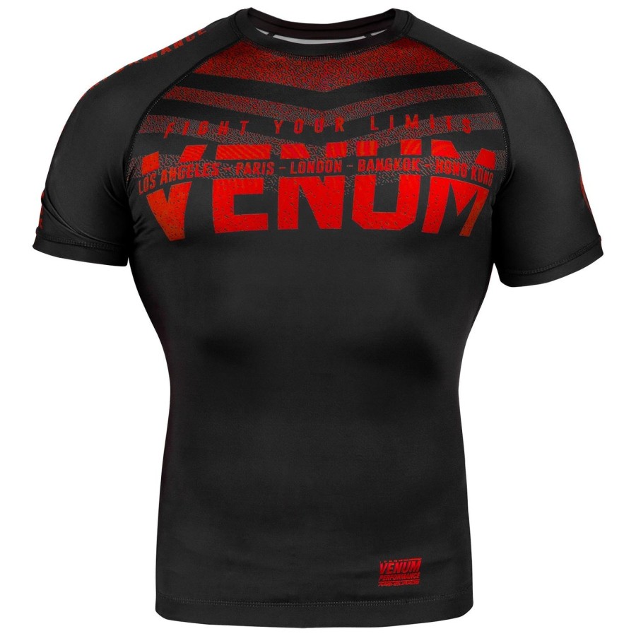 camiseta de proteção solar venum signature - manga curta - pretovermelho