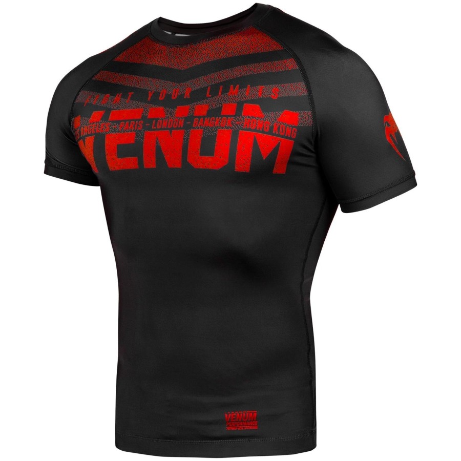 camiseta de proteção solar venum signature - manga curta - pretovermelho