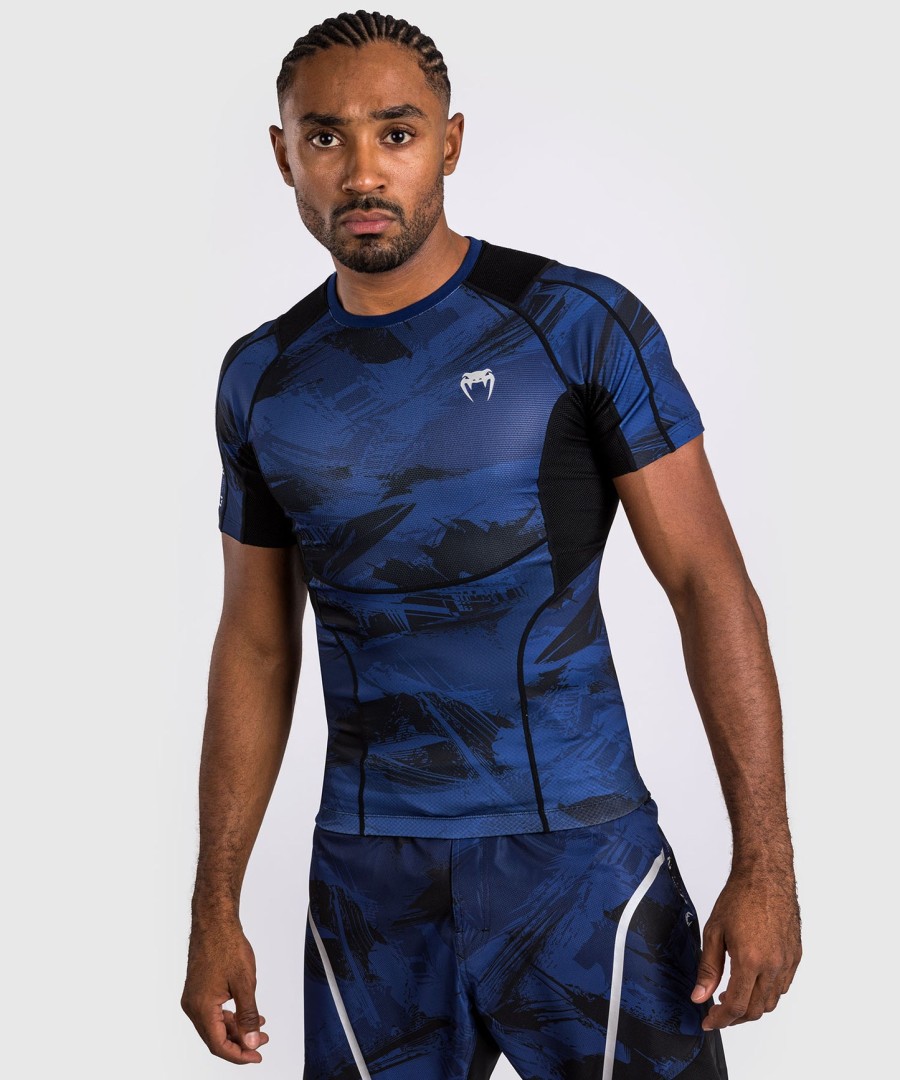 camiseta de proteção solar venum electron 3.0 de manga curta - azul marinho