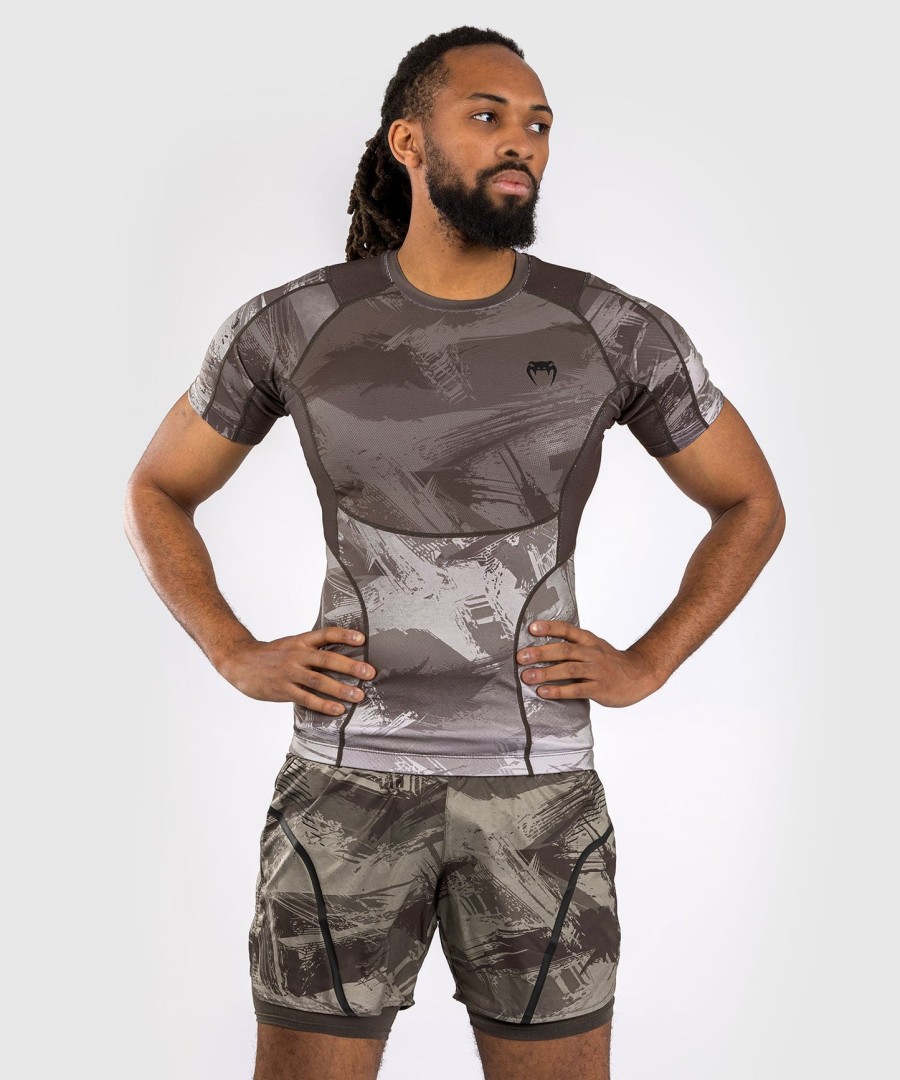 camiseta de proteção solar venum electron 3.0 de manga curta - areia