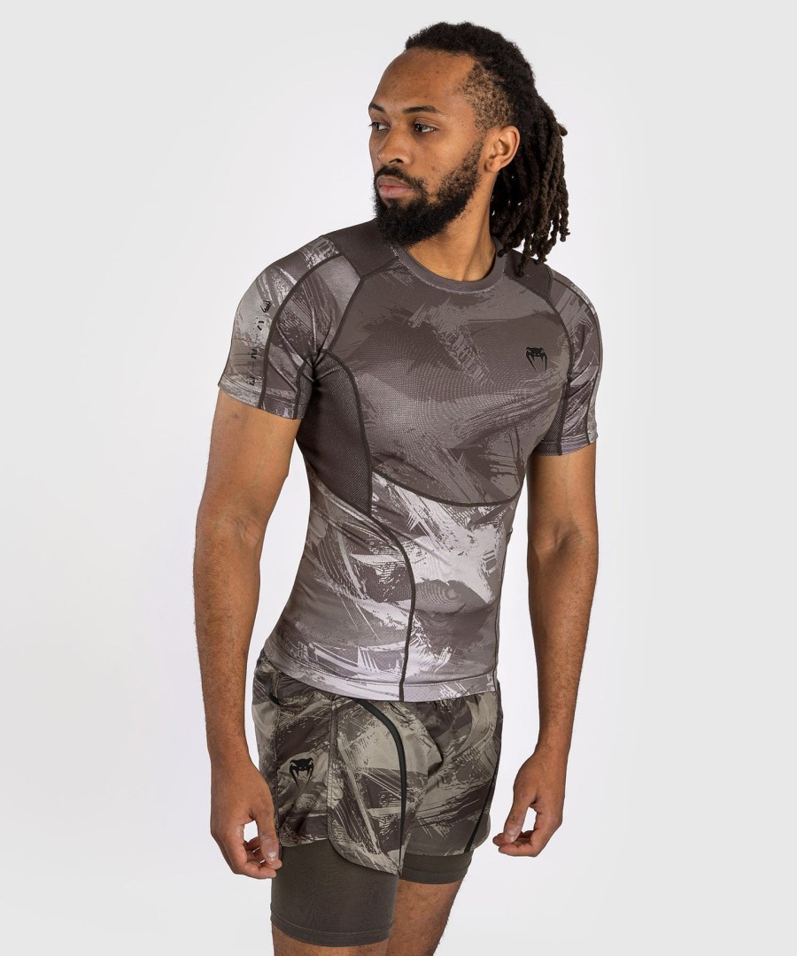 camiseta de proteção solar venum electron 3.0 de manga curta - areia
