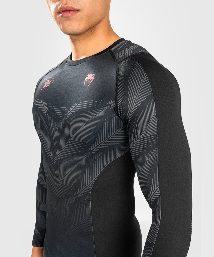 camiseta de proteção solar venum phantom de manga comprida - pretovermelho