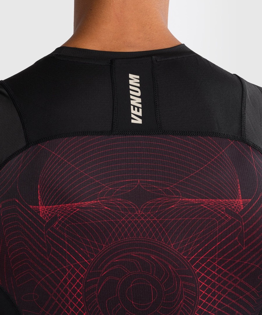camiseta de proteção solar sem mangas venum g-fit air para homem - preto profundovermelho fogo