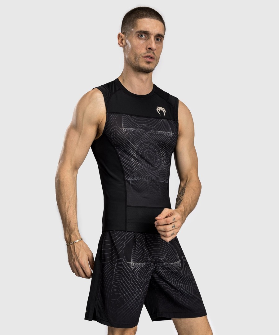 camiseta de proteção solar sem mangas venum g-fit air para homem - preto profundoareia do deserto
