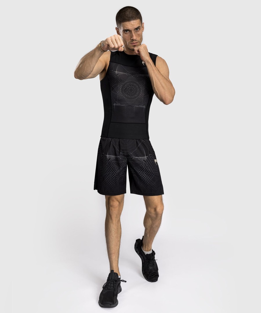 camiseta de proteção solar sem mangas venum g-fit air para homem - preto profundoareia do deserto