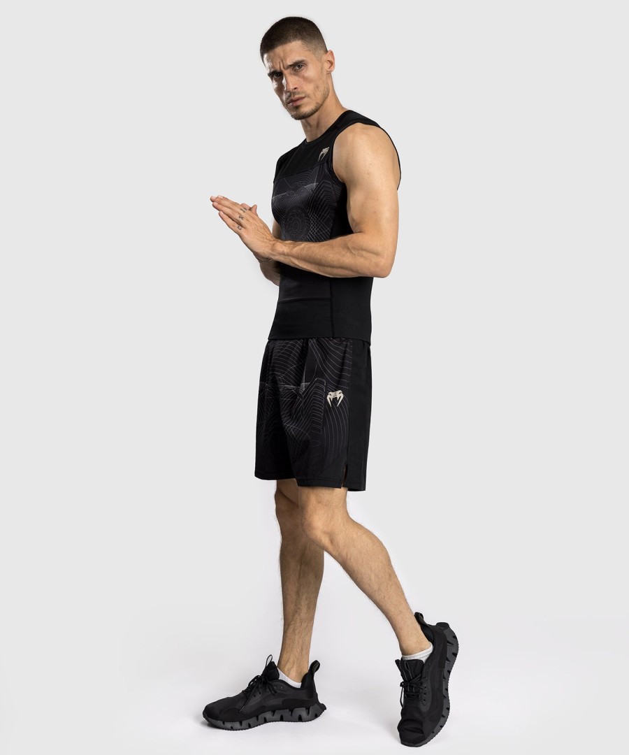 camiseta de proteção solar sem mangas venum g-fit air para homem - preto profundoareia do deserto