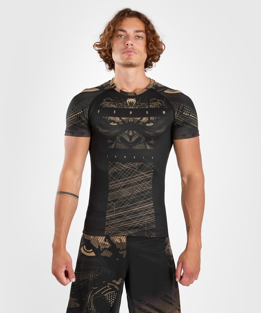 camiseta de proteção solar venum gorilla jungle de manga curta - pretoareia