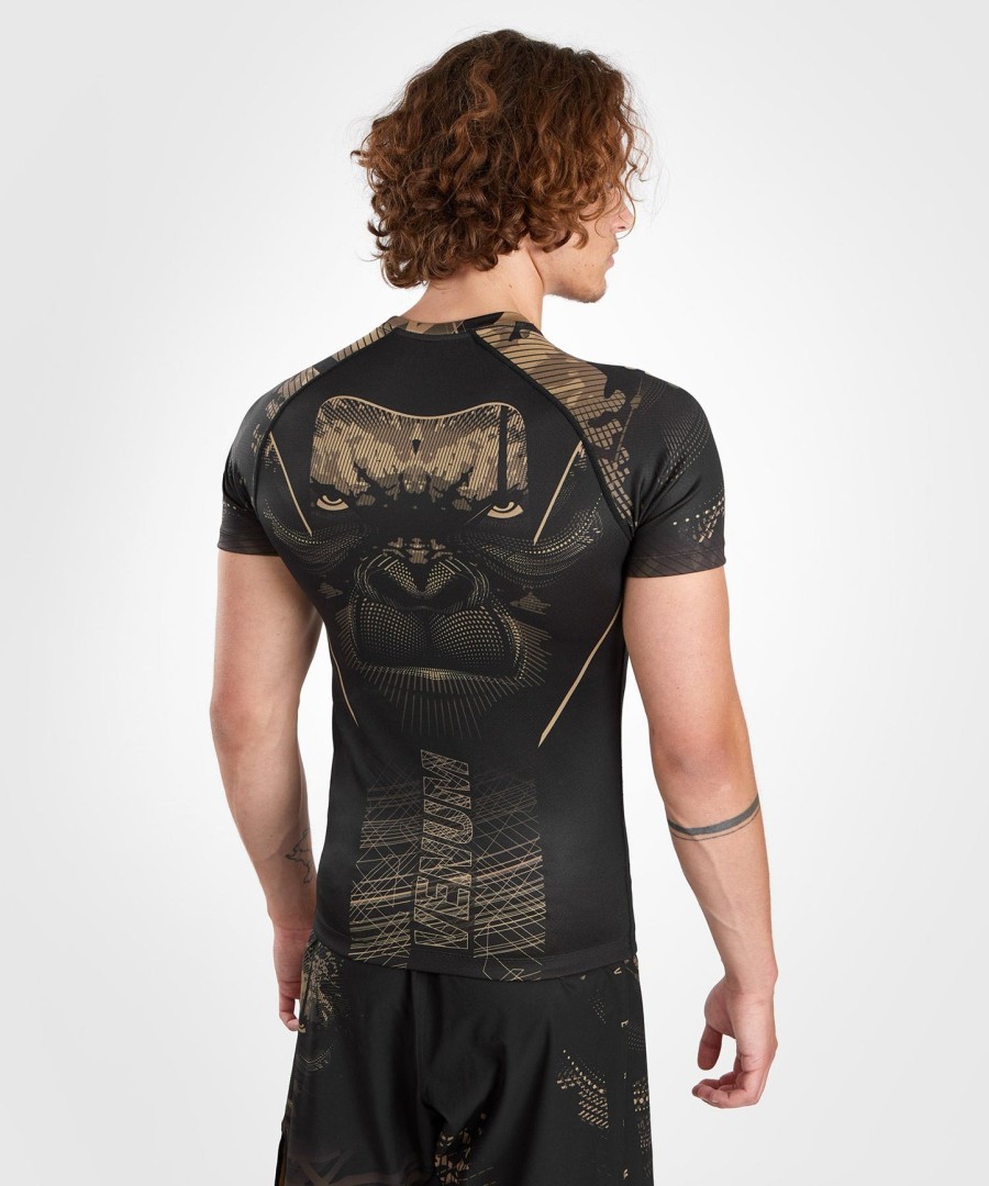 camiseta de proteção solar venum gorilla jungle de manga curta - pretoareia