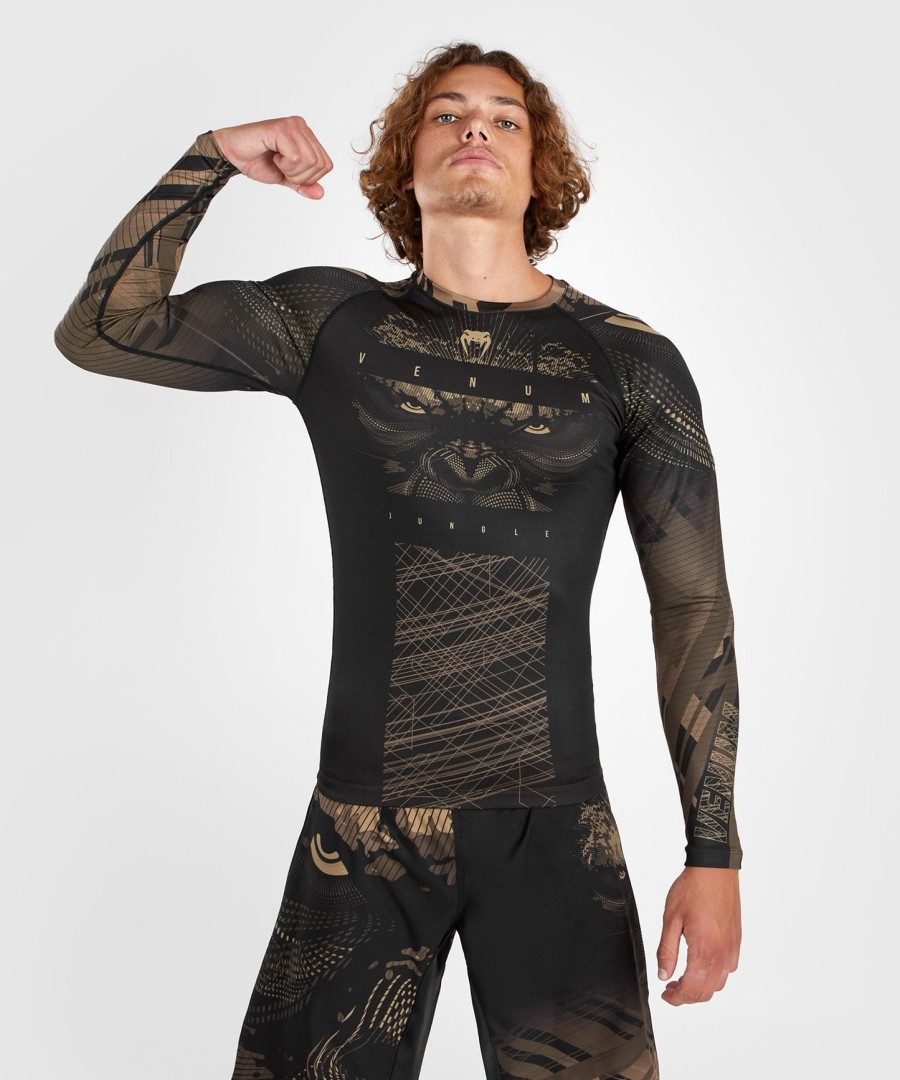 camiseta de proteção solar venum gorilla jungle de manga comprida - pretoareia
