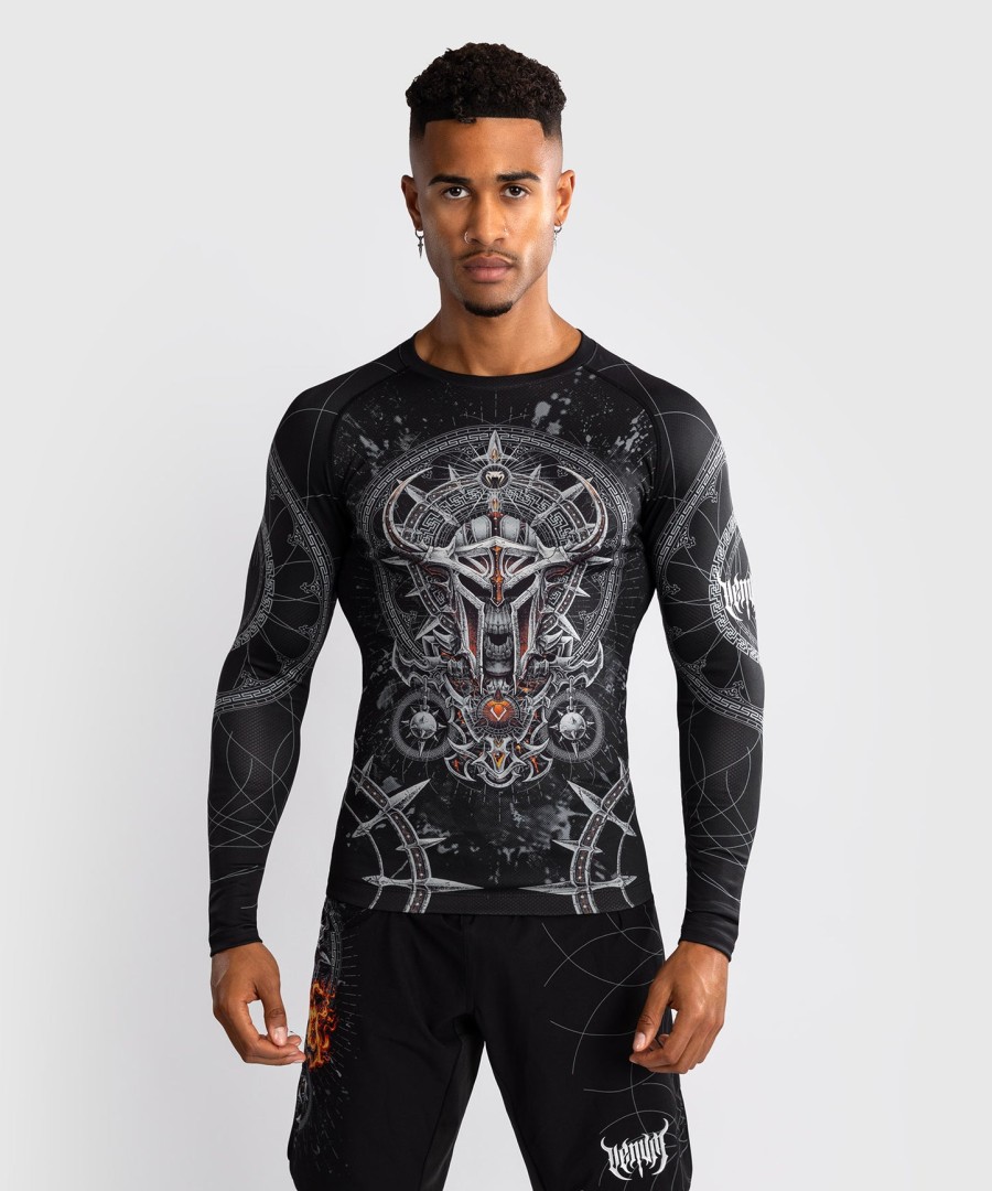 camiseta de proteção solar venum gladiator 5.0 masculina de manga comprida - pretoprata