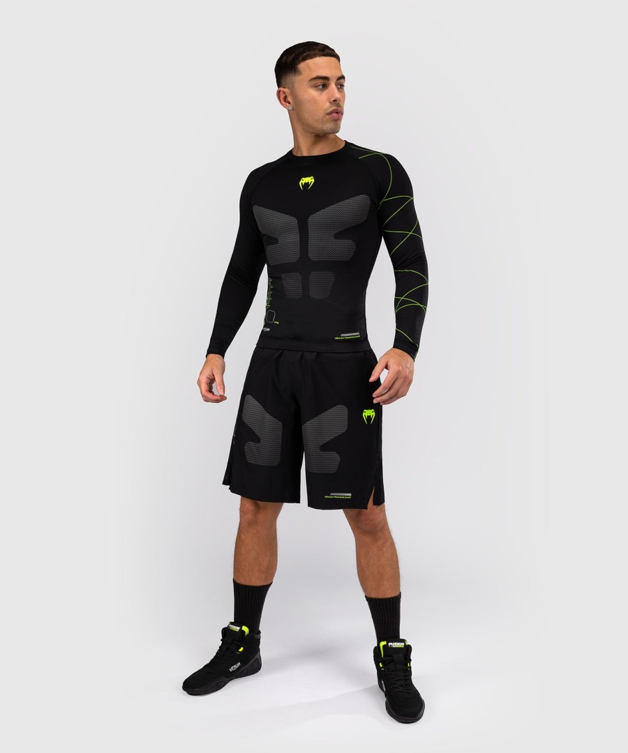 camiseta de proteção solar venum training camp 4.0 de manga comprida - pretaverde neon