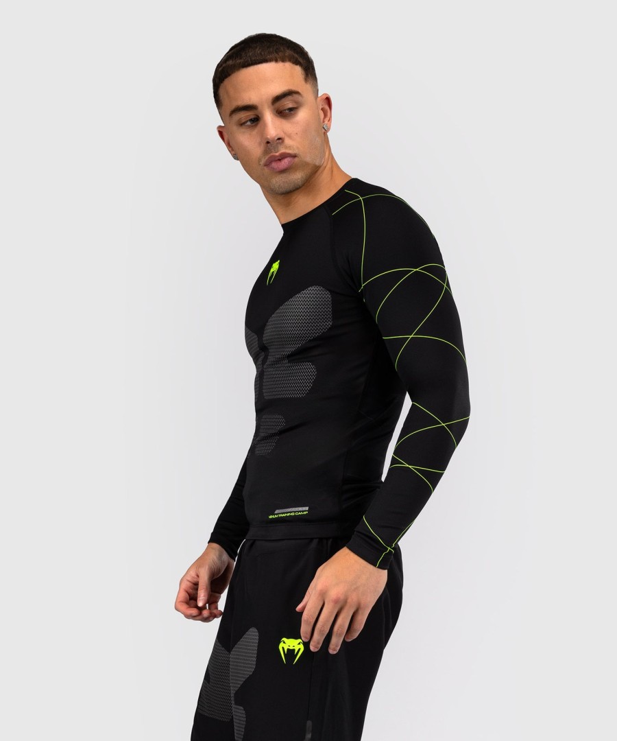 camiseta de proteção solar venum training camp 4.0 de manga comprida - pretaverde neon