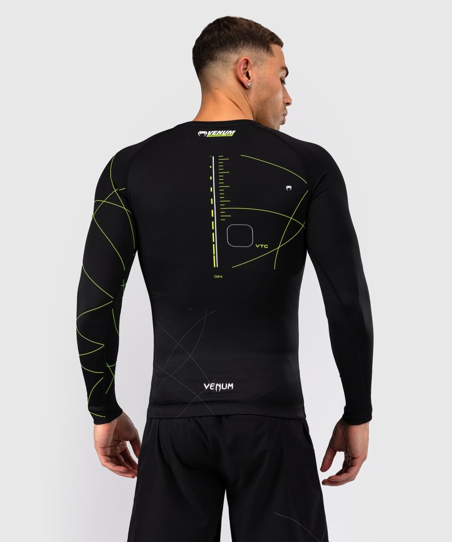 camiseta de proteção solar venum training camp 4.0 de manga comprida - pretaverde neon