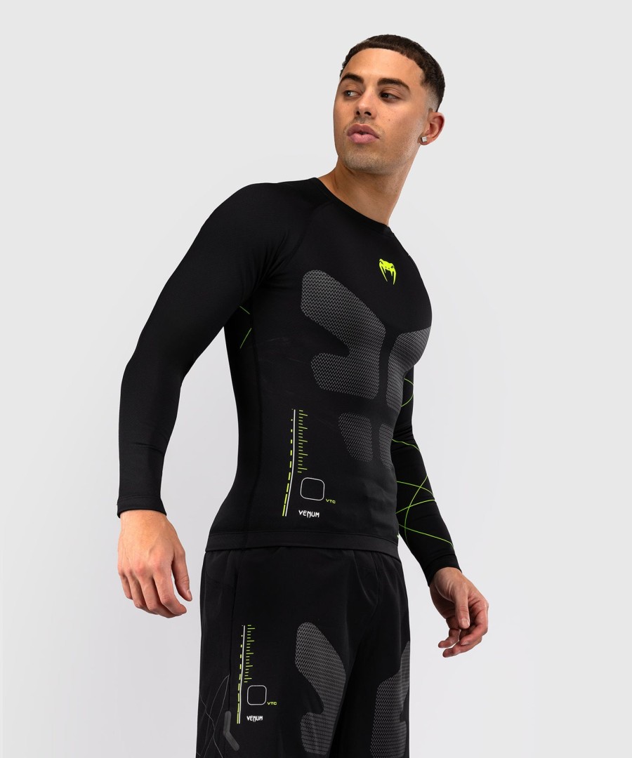camiseta de proteção solar venum training camp 4.0 de manga comprida - pretaverde neon