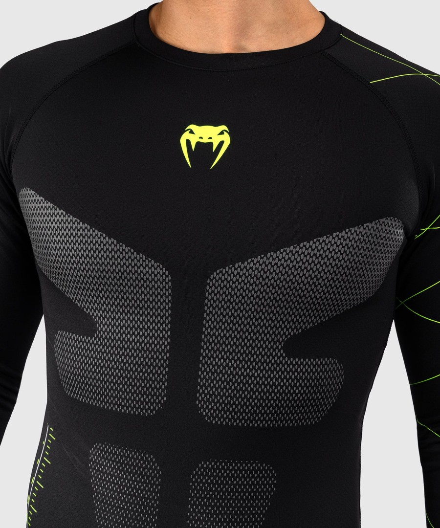camiseta de proteção solar venum training camp 4.0 de manga comprida - pretaverde neon